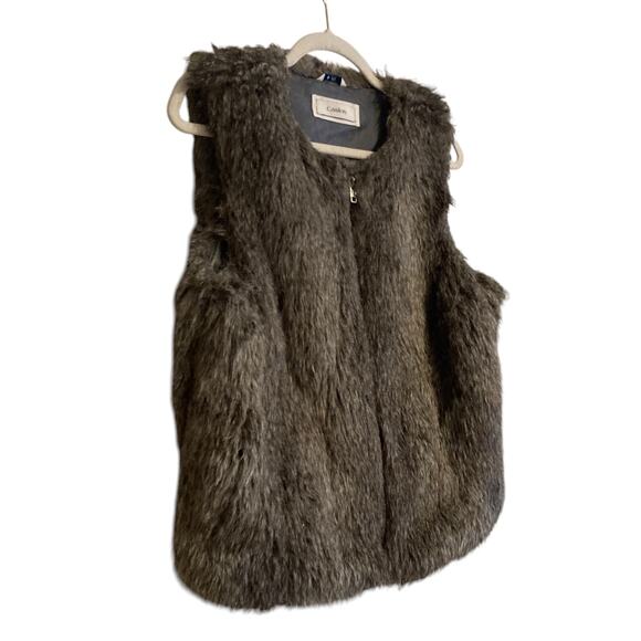 Y2K Brown White Mob Wife Maximalist New York Streetwear Faux Fur Vest Sz Medium - Picture 3 of 14